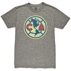 Club America 1863FC Color Crest Twisted Tri-Blend Slub T-Shirts - Heather Gray