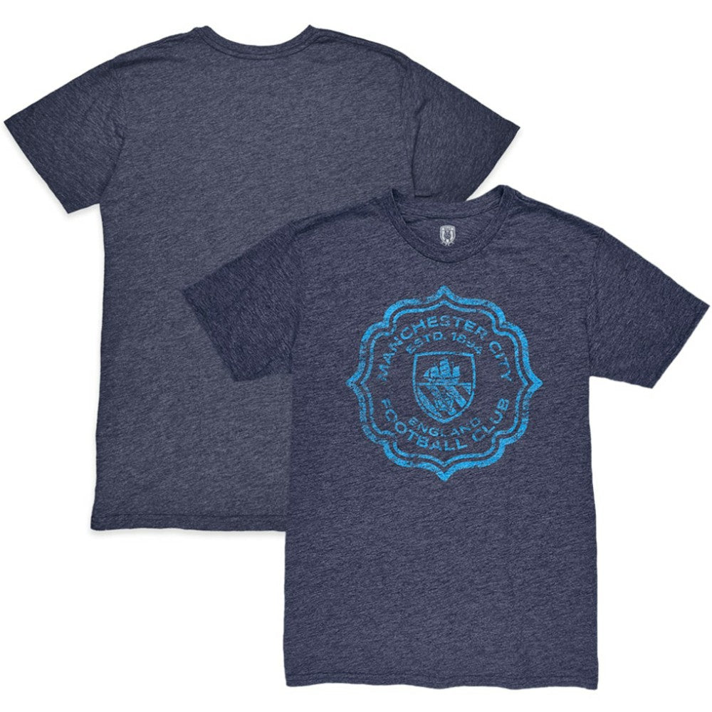 Manchester City 1863FC Retro Flourish Twisted Tri-Blend Slub T-Shirts - Heather Navy