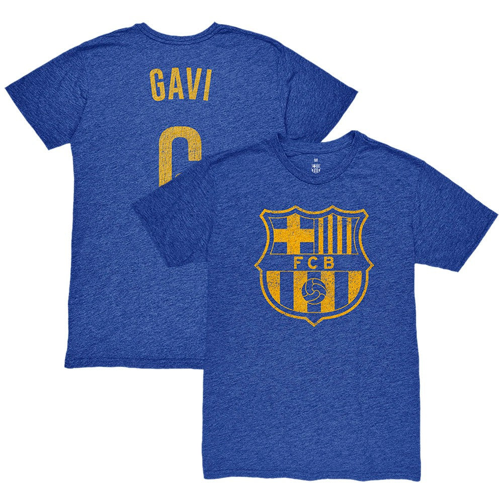 Gavi Barcelona 1863FC Player Name & Number Twisted Tri-Blend Slub T-Shirts - Heather Royal