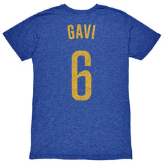Gavi Barcelona 1863FC Player Name & Number Twisted Tri-Blend Slub T-Shirts - Heather Royal