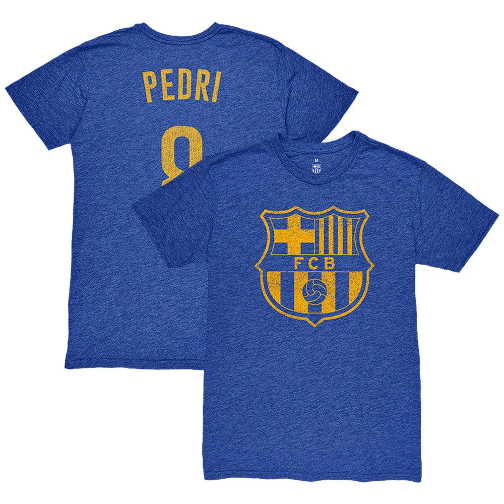 Pedri Barcelona 1863FC Player Name & Number Twisted Tri-Blend Slub T-Shirts - Heather Royal