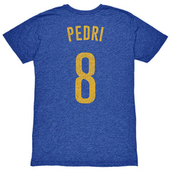 Pedri Barcelona 1863FC Player Name & Number Twisted Tri-Blend Slub T-Shirts - Heather Royal