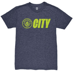 Manchester City 1863FC Lockup Twisted Tri-Blend Slub T-Shirts - Heather Navy