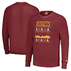 NBA - Denver Nuggets Homage Unisex Holiday Tri-Blend Raglan Pullover Sweatshirt - Red