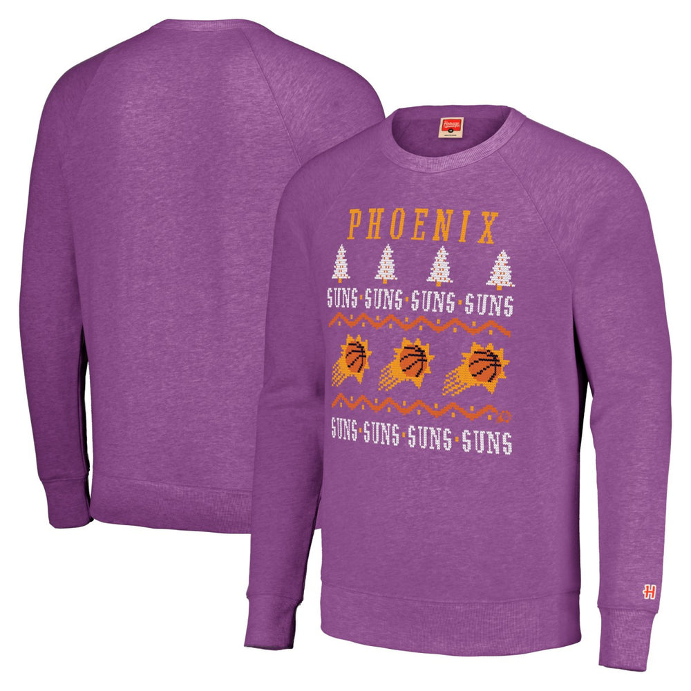 NBA - Phoenix Suns Homage Unisex Holiday Tri-Blend Raglan Pullover Sweatshirt - Purple