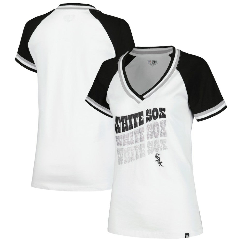 Chicago White Sox New Era Women's Jersey Double Binding Raglan V-Neck T-Shirt Near Me