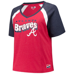 Atlanta Braves New Era Women's Plus Size Raglan V-Neck T-Shirt Sale