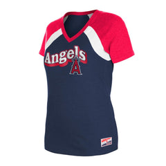 Los Angeles Angels New Era Women's Heathered Raglan V-Neck T-Shirt for sale