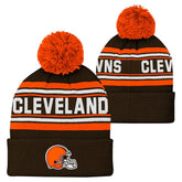 Cleveland Browns Youth Jacquard Cuffed Knit Hat with Pom Brown - NFL