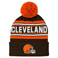 Cleveland Browns Youth Jacquard Cuffed Knit Hat with Pom Brown - NFL