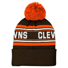 Cleveland Browns Youth Jacquard Cuffed Knit Hat with Pom Brown - NFL