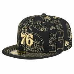 New Era - Philadelphia 76ers 59FIFTY Day Allover Print Stencil Fitted Hat - Black