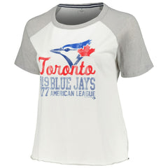 Toronto Blue Jays Soft as a Grape Women's Plus Size Baseball Raglan T-Shirt Sale