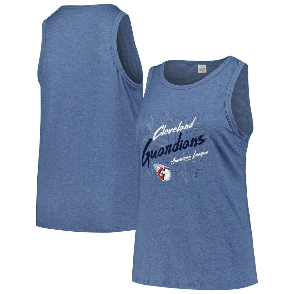 Cleveland Guardians Soft as a Grape Women's Plus Size Curvy High Neck Tri-Blend Tank Top On Sale