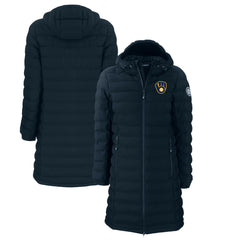 Milwaukee Brewers Cutter & Buck Women's Mission Ridge Repreve Eco Insulated Full-Zip Long Puffer Jacket Lifestyle