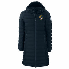 Milwaukee Brewers Cutter & Buck Women's Mission Ridge Repreve Eco Insulated Full-Zip Long Puffer Jacket Lifestyle