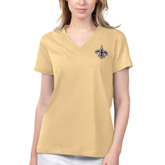 New Orleans Saints Margaritaville Women's Game Time V-Neck T-Shirt Gold - NFL