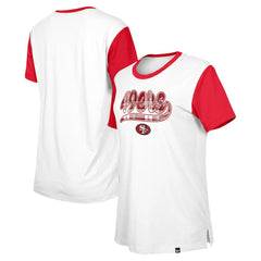 San Francisco 49ers New Era Women's 3rd Down T-Shirt White/Scarlet - NFL