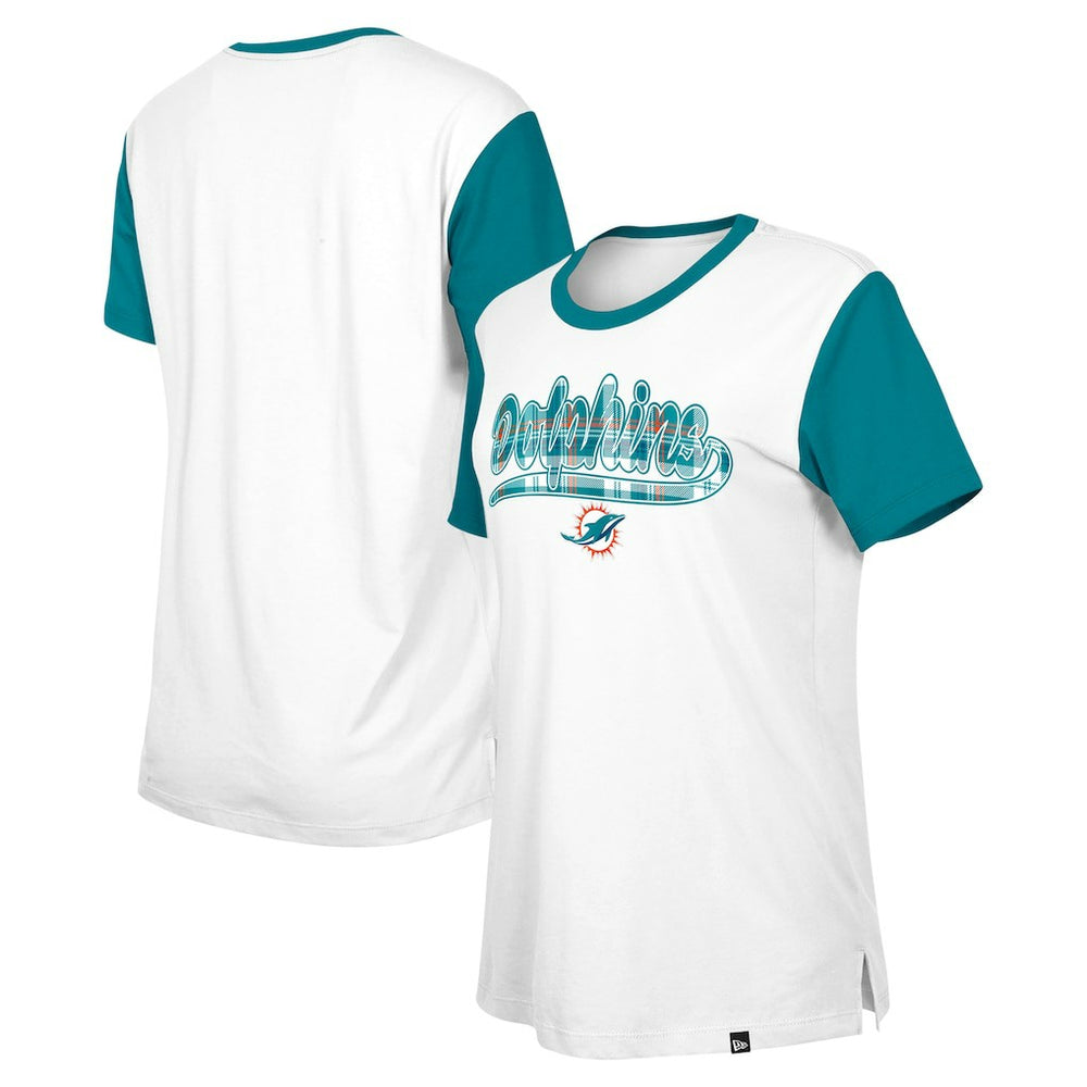 Miami Dolphins New Era Women's 3rd Down T-Shirt White/Aqua - NFL