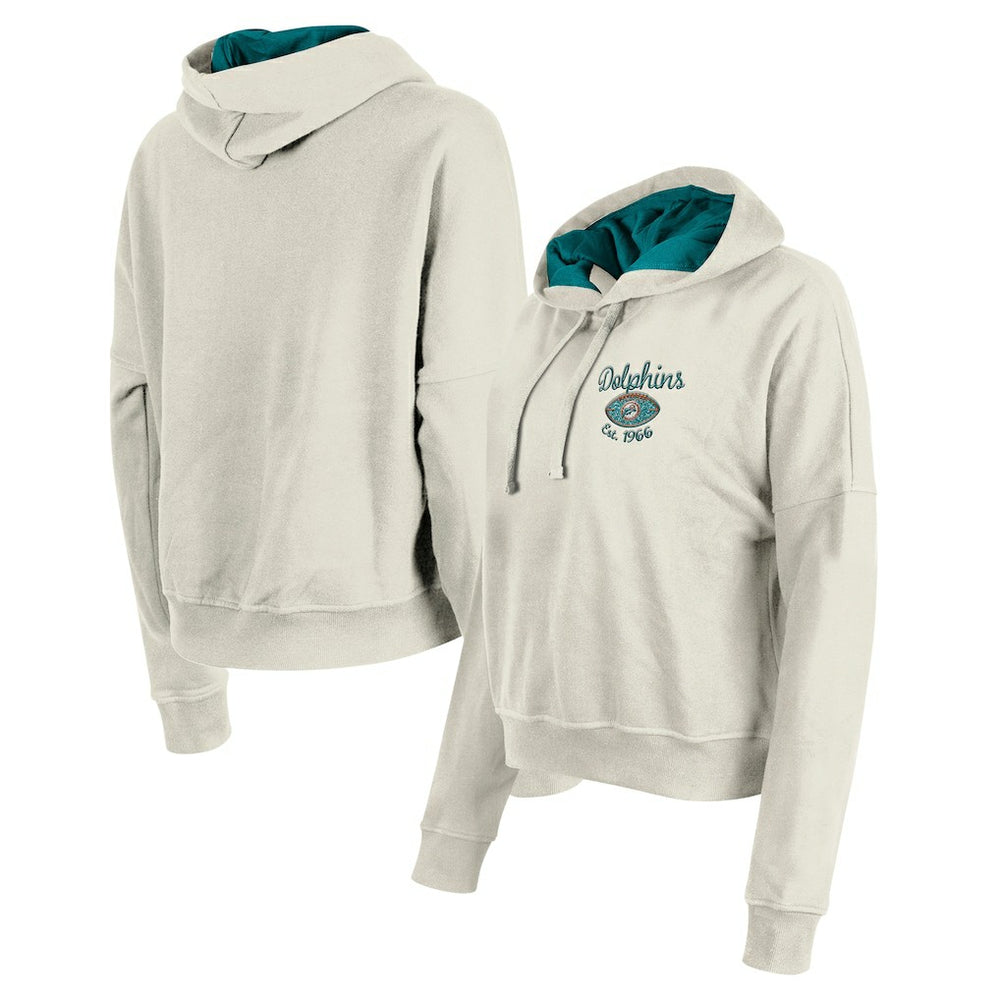 Miami Dolphins New Era Women's 3rd Down Historic Pullover Hoodie Cream - NFL