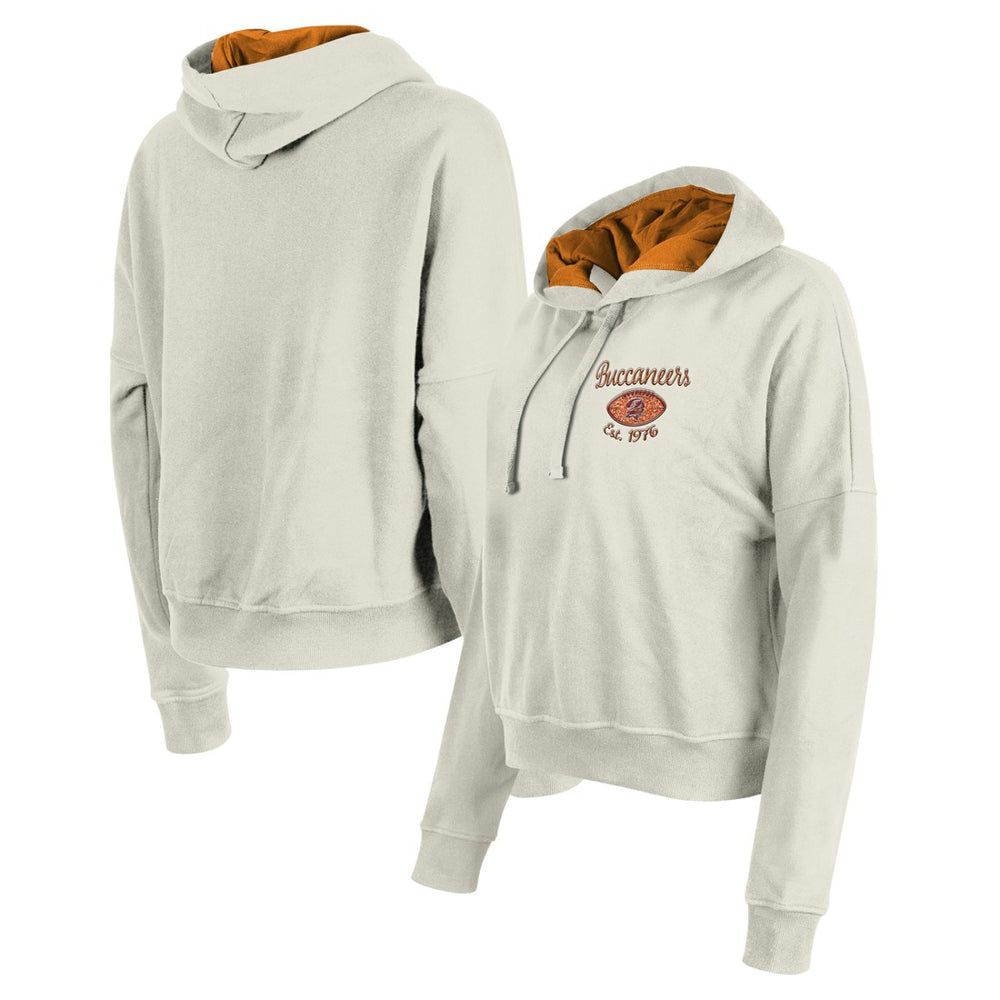 Tampa Bay Buccaneers New Era Women's 3rd Down Historic Pullover Hoodie Cream - NFL