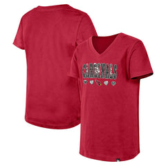 Arizona Cardinals New Era Girls Youth Flip Sequin V-Neck T-Shirt Cardinal - NFL