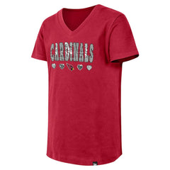 Arizona Cardinals New Era Girls Youth Flip Sequin V-Neck T-Shirt Cardinal - NFL