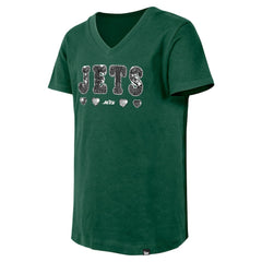 New York Jets New Era Girls Youth Flip Sequin V-Neck T-Shirt Green - NFL