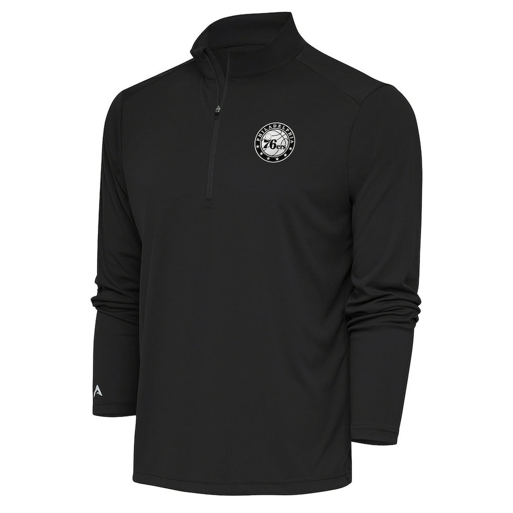 NBA - Philadelphia 76ers Antigua Metallic Logo Tribute Quarter-Zip Pullover - Charcoal