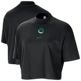Nike - Boston Celtics Women's Courtside Mock Neck Loose Fit Cropped T-Shirt - Black
