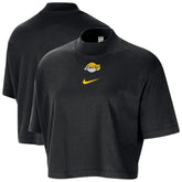 Nike - Los Angeles Lakers Women's Courtside Mock Neck Loose Fit Cropped T-Shirt - Black