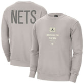 NBA - Brooklyn Nets Jordan Brand Courtside Statement Edition Heavyweight Pullover Sweatshirt - Stone