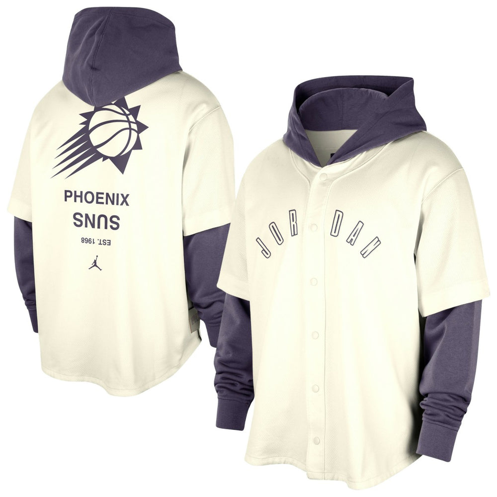 NBA - Phoenix Suns Jordan Brand Courtside Statement Edition MVP Jersey Pullover Hoodie - Cream/Purple