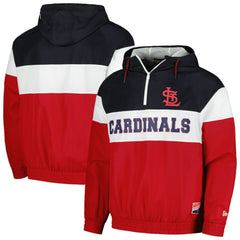 St. Louis Cardinals New Era Ripstop Raglan Quarter-Zip Hoodie Windbreaker Jacket Clearance