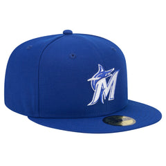 Miami Marlins New Era White Logo 59FIFTY Fitted Hat Lifestyle
