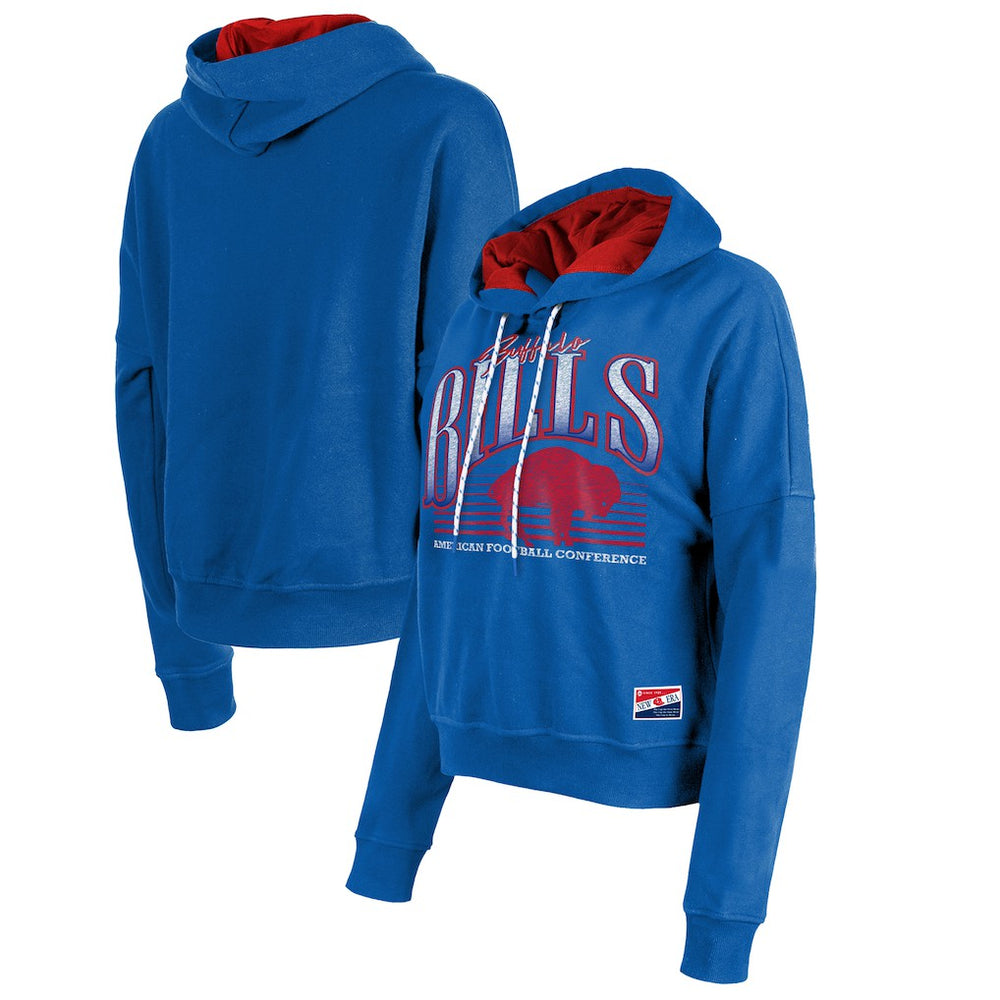 Buffalo Bills New Era Women's Throwback Boxy Pullover Hoodie Royal - NFL