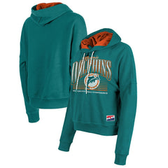 Miami Dolphins New Era Women's Throwback Boxy Pullover Hoodie Aqua - NFL