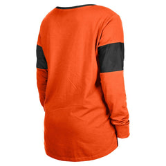 Cincinnati Bengals New Era Women's Lace-Up Notch-Neck Long Sleeve T-Shirt Orange - NFL