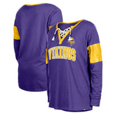 Minnesota Vikings New Era Women's Lace-Up Notch-Neck Long Sleeve T-Shirt Purple - NFL
