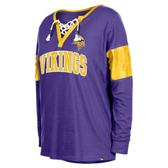 Minnesota Vikings New Era Women's Lace-Up Notch-Neck Long Sleeve T-Shirt Purple - NFL