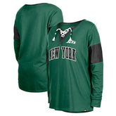 New York Jets New Era Women's Lace-Up Notch-Neck Long Sleeve T-Shirt Green - NFL