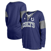 Indianapolis Colts New Era Women's Lace-Up Notch-Neck Long Sleeve T-Shirt Royal - NFL
