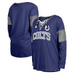 Indianapolis Colts New Era Women's Lace-Up Notch-Neck Long Sleeve T-Shirt Royal - NFL