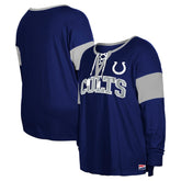Indianapolis Colts New Era Women's Plus Size Lace-Up Notch Neck Long Sleeve T-Shirt Royal - NFL