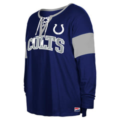 Indianapolis Colts New Era Women's Plus Size Lace-Up Notch Neck Long Sleeve T-Shirt Royal - NFL