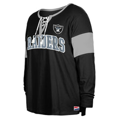 Las Vegas Raiders New Era Women's Plus Size Lace-Up Notch Neck Long Sleeve T-Shirt Black - NFL