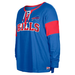 Buffalo Bills New Era Women's Plus Size Lace-Up Notch Neck Long Sleeve T-Shirt Royal - NFL