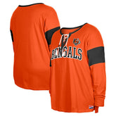 Cincinnati Bengals New Era Women's Plus Size Lace-Up Notch Neck Long Sleeve T-Shirt Orange - NFL