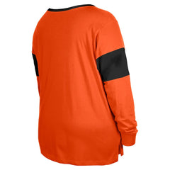 Cincinnati Bengals New Era Women's Plus Size Lace-Up Notch Neck Long Sleeve T-Shirt Orange - NFL