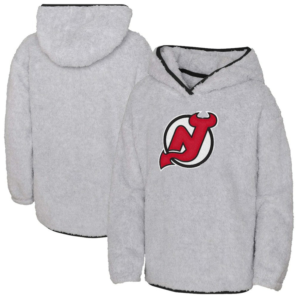 New Jersey Devils - Girls Youth Ultimate Teddy Fleece Pullover Hoodie Gray